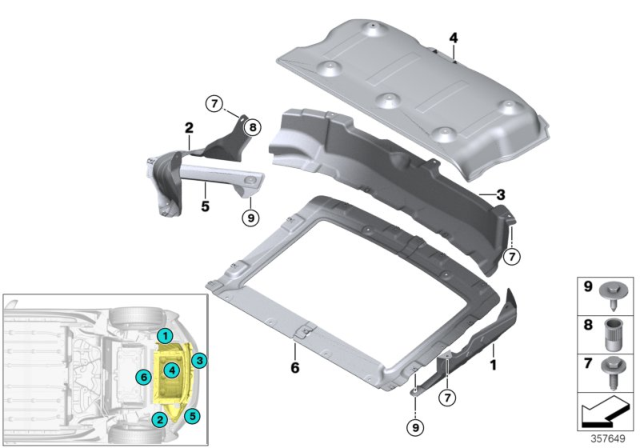 2019 BMW i8 Heat Resistant Plate Rear Right Diagram for 51487387855