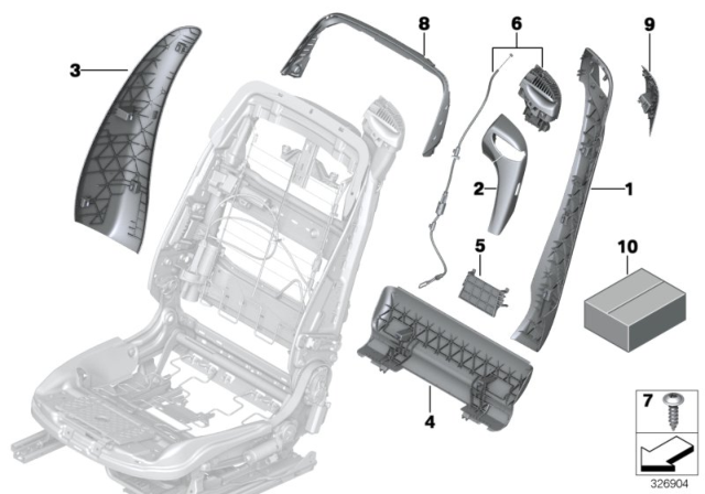 2012 BMW M6 Set, Front, Backrest Trims Diagram