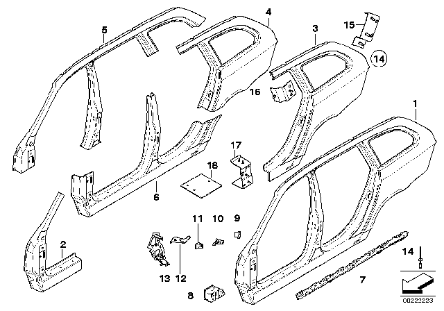 2006 BMW 530xi Connector, Side Frame, Top, Right Diagram for 41217117220