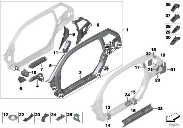 2019 BMW i3s Lug, Rear Side Frame, Outer Right Diagram for 41007359014