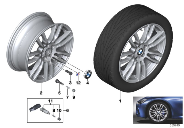 2019 BMW 440i Gran Coupe BMW LA Wheel, M Star Spoke Diagram 2