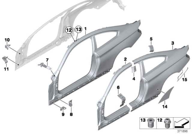 2016 BMW M4 Reinforcement Plate, C-Pillar, Left Diagram for 41217374413