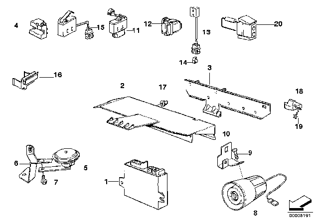 1992 BMW 525i Control Module Unit Diagram for 65758355140