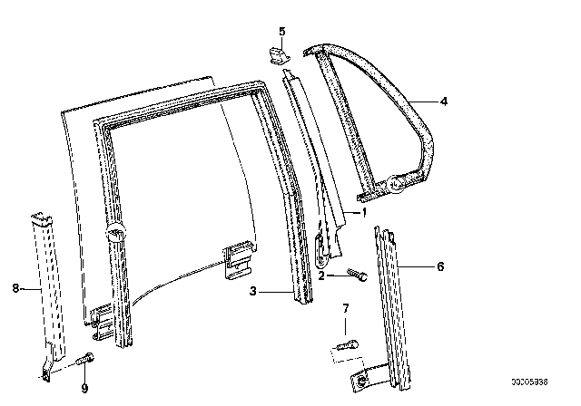 1989 BMW 325i Window Sealing Rear Right Diagram for 51341906748