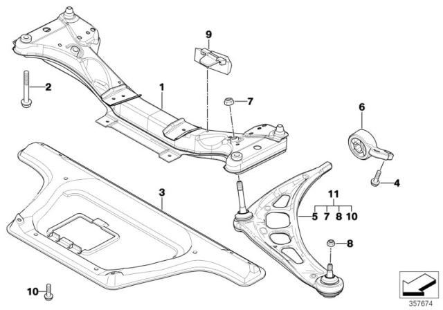 1999 BMW 323i Front Axle Support / Wishbone Diagram 2