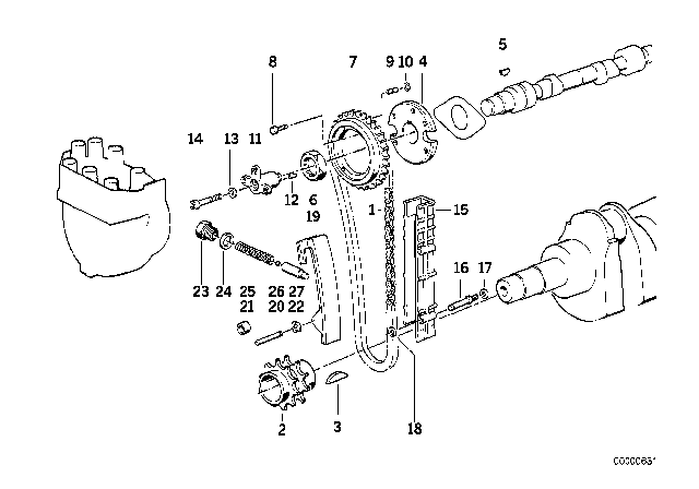 1989 BMW 735i Engine Timing Crankshaft Gear Diagram for 11211265011
