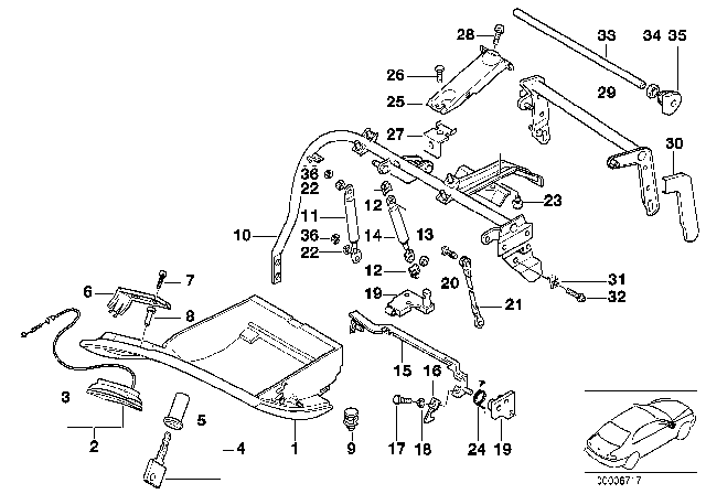 1997 BMW 750iL Glove Box Gas Pressurized Spring Diagram for 51168163885