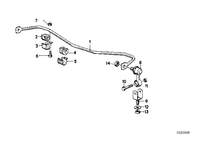 1990 BMW 325i Stabilizer Diagram for 31351132337