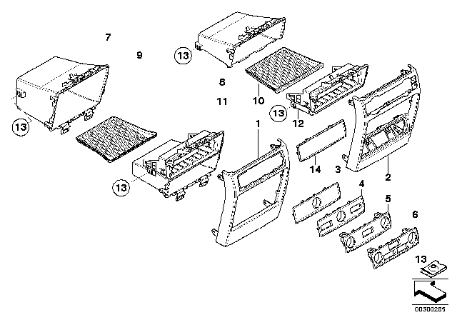 2013 BMW X6 Mounting Parts, Centre Console, Rear Diagram