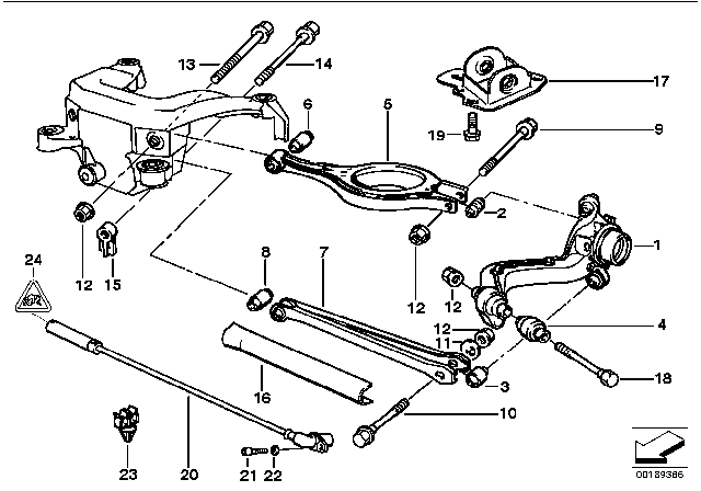 1994 BMW 325i Abs Wheel Speed Sensor Rear Diagram for 34521163028
