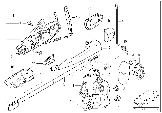 2005 BMW 325i Carrier, Outside Door Handle, Rear Right Diagram for 51227044842