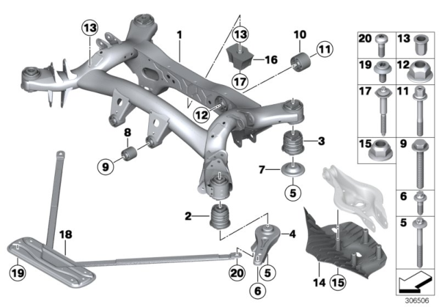 2019 BMW 440i Gran Coupe Rear Axle Carrier Diagram