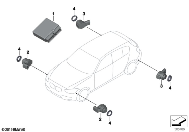 2019 BMW M240i xDrive Parking Maneuvering Assistant PMA Diagram