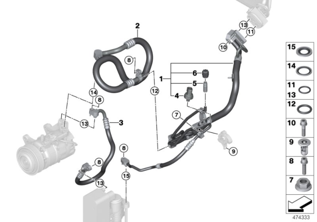 2018 BMW 330i Pressure Hose, Compressor-Condenser Diagram for 64539337130
