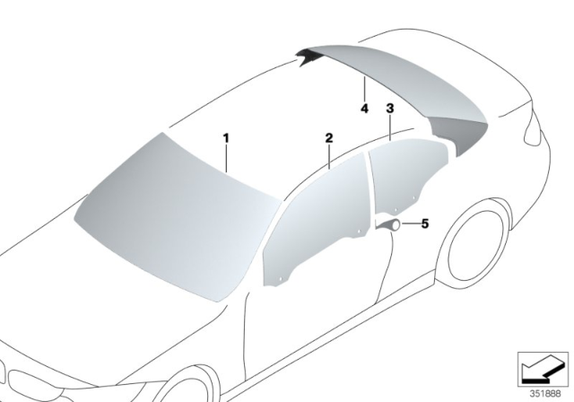 2020 BMW M4 Glazing Diagram