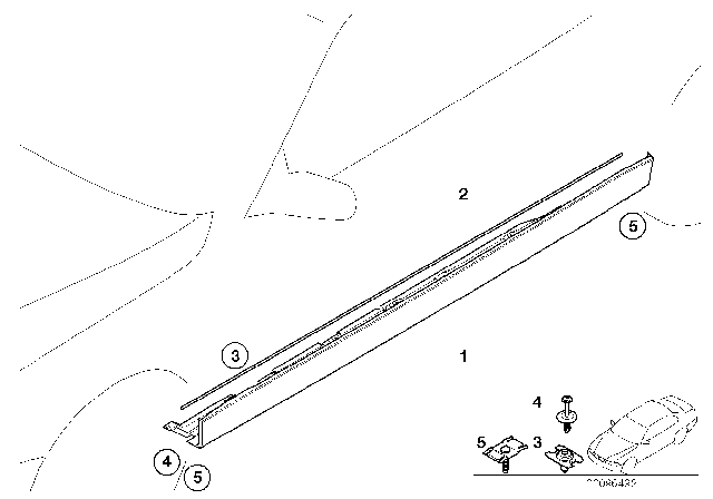 2000 BMW 740i Door Sill Cover, Primed Right Diagram for 51717000638
