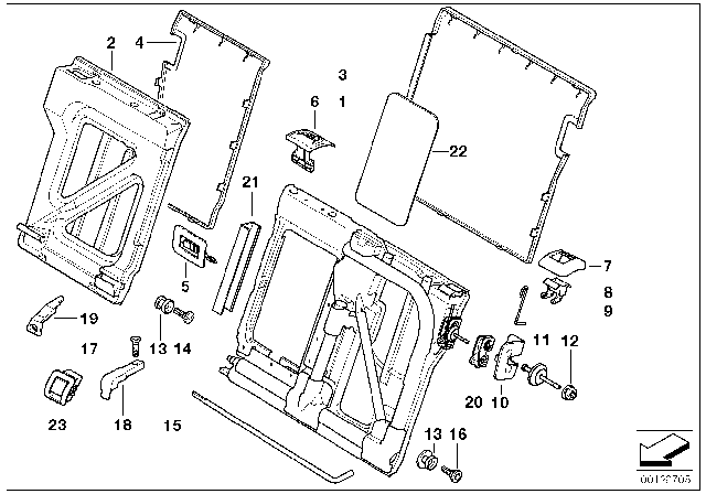 2001 BMW 525i Cover Isofix Diagram for 52207053140