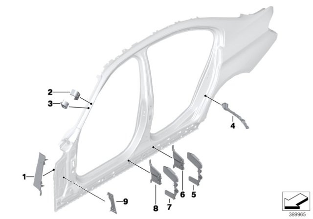 2018 BMW 320i Cavity Shielding, Side Frame Diagram