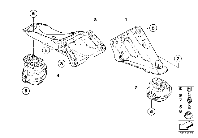 2007 BMW 530xi Engine Suspension Diagram
