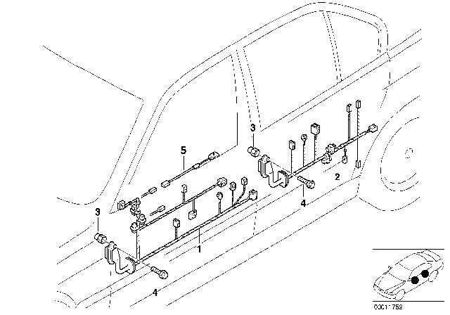 2003 BMW 540i Wiring Rear Diagram for 61128383790