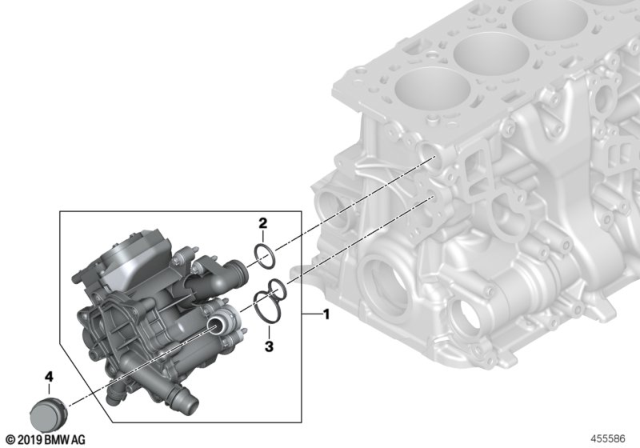 2020 BMW 230i xDrive Cooling System - Thermostat Housing Diagram