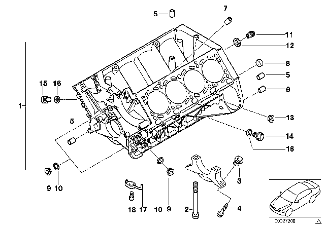 2001 BMW M5 Engine Block & Mounting Parts Diagram 1