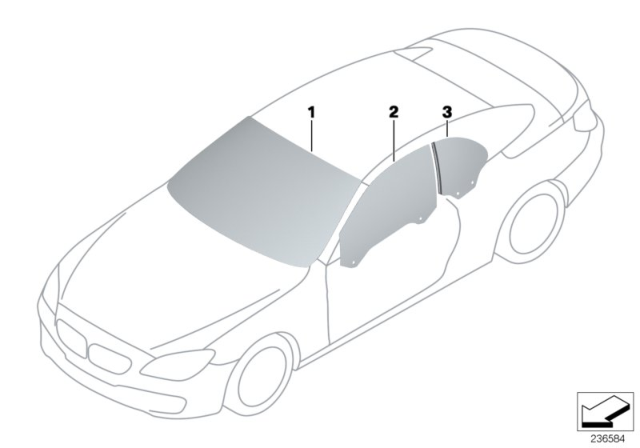 2013 BMW 650i Glazing Diagram