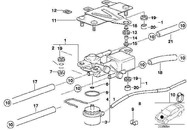 1999 BMW 328i Clamping Bracket Diagram for 13321440346