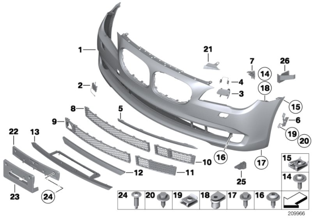 2010 BMW 760Li Grille, Air Inlet, Middle Diagram for 51117186507
