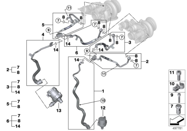 2019 BMW M850i xDrive Electric Coolant Water Pump Diagram for 11518638237