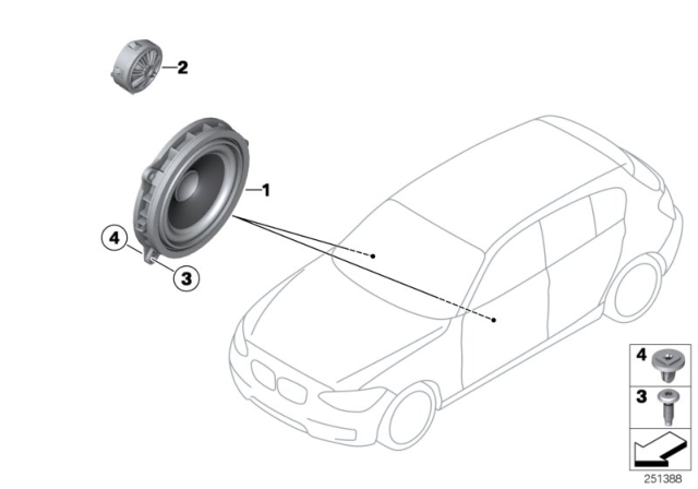 2016 BMW X1 Single Parts For Loudspeaker Diagram 1
