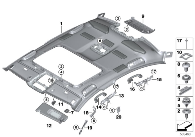 2018 BMW 540i Handle Rear Left Diagram for 51167464441