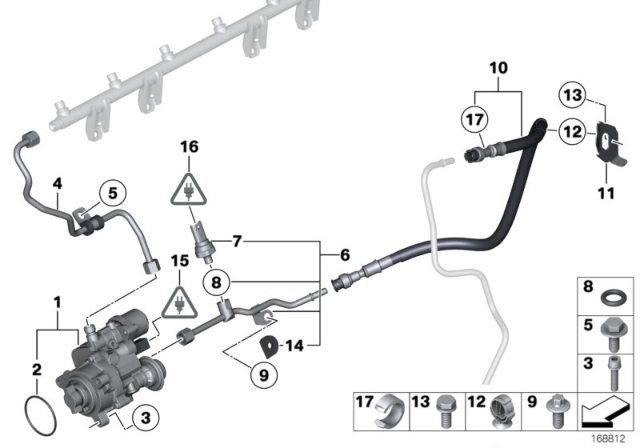 2011 BMW 1 Series M Bracket Fuel Pipe Diagram for 13317561295