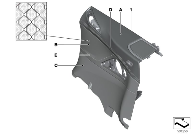 2020 BMW M8 Individual Side Trim Panel, Full Leather Diagram