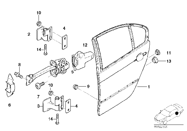 2003 BMW 330i Hinge, Rear Door, Lower, Right Diagram for 41528240086