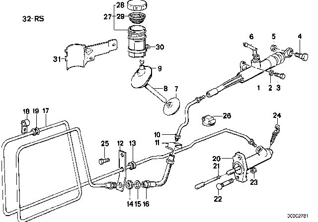 1990 BMW 735i Clutch Slave Cylinder Diagram for 21521157346