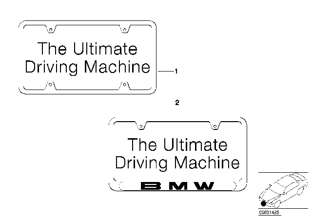 1999 BMW 323is Stainless Steel License Plate Frame Diagram