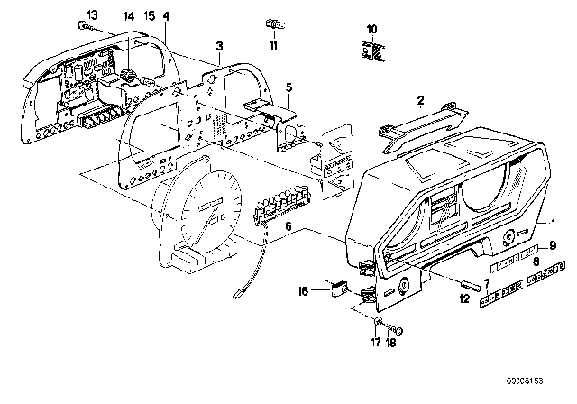 1987 BMW M6 Instruments Combination - Single Components Diagram