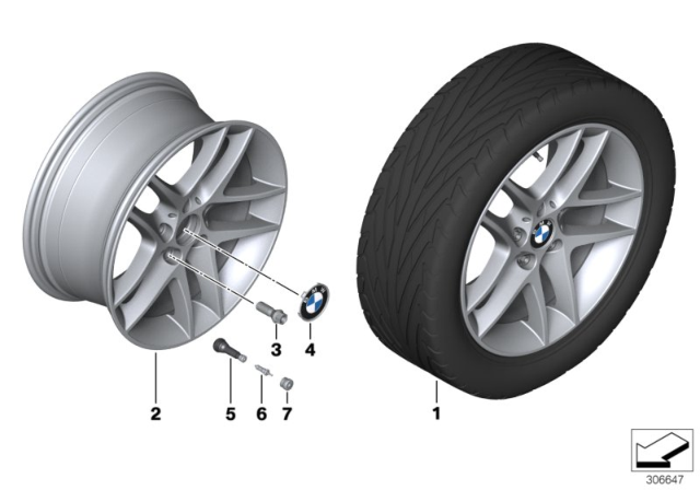 2013 BMW 128i Disc Wheel, Light Alloy, Bright-Turned Diagram for 36116858733