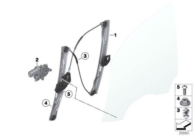 2017 BMW M3 WINDOW LIFTER WITHOUT MOTOR Diagram for 51332460250