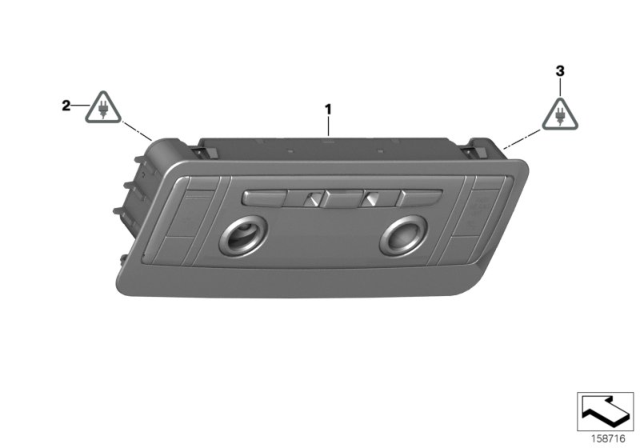 2012 BMW 335is Switch Unit Roof Diagram for 61319225702