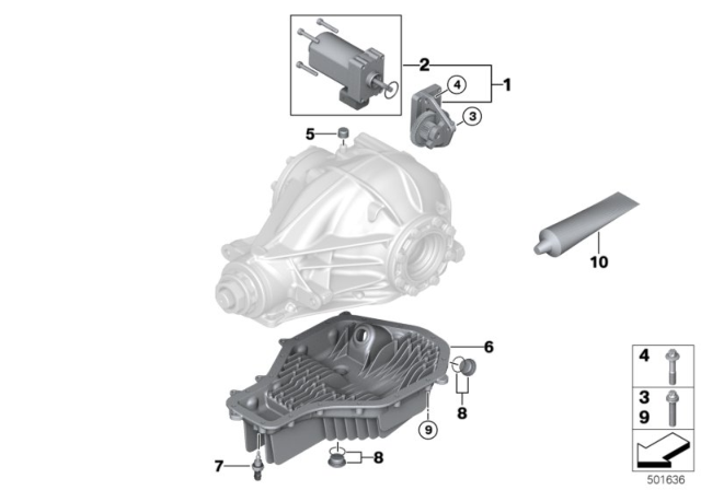 2015 BMW M3 Rear Axle Differential, Servomotor / Oil Sump Diagram