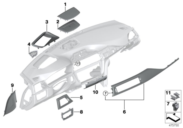 2018 BMW 430i Trim Piece For Head-Up Display Diagram for 51459239336