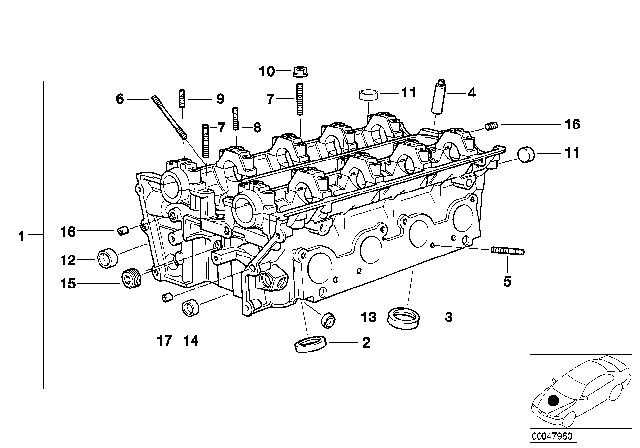 1998 BMW 740iL Cylinder Head Right Diagram for 11121702378
