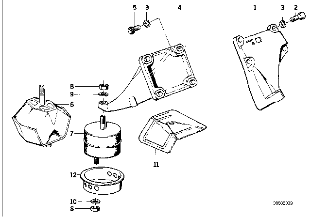 1985 BMW 524td Rubber Mounting Left Diagram for 11811129811