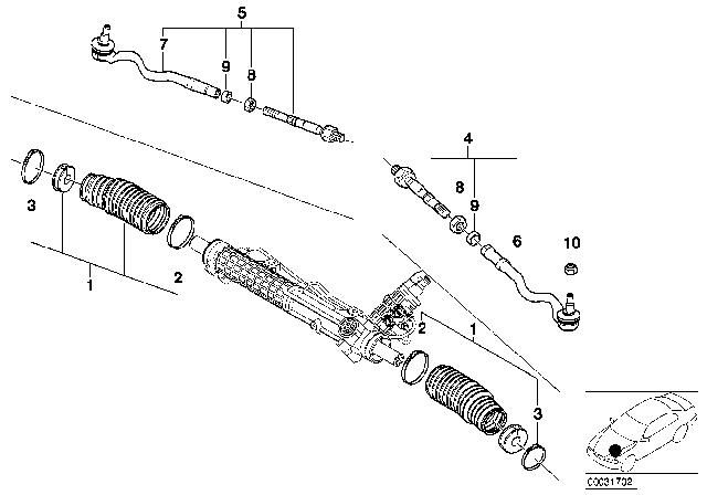 2001 BMW 330i Steering Linkage / Tie Rods Diagram
