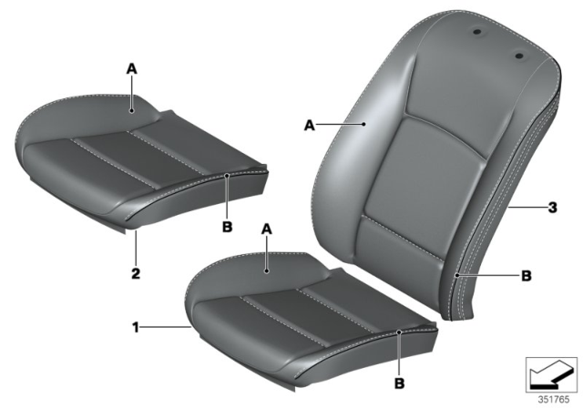 2014 BMW 535i xDrive Seat Cover, Basic Seat, Leather Diagram for 52107985926