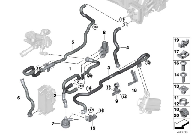 2020 BMW 745e xDrive Sedan(G12) Cooling Water Hoses Diagram