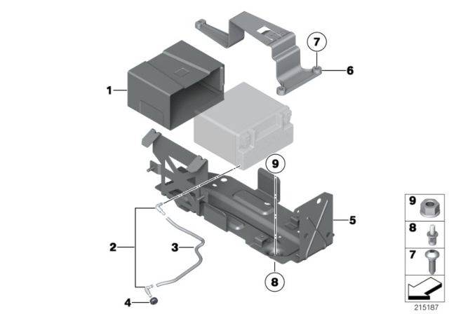2010 BMW 528i Battery Holder And Mounting Parts Diagram 2