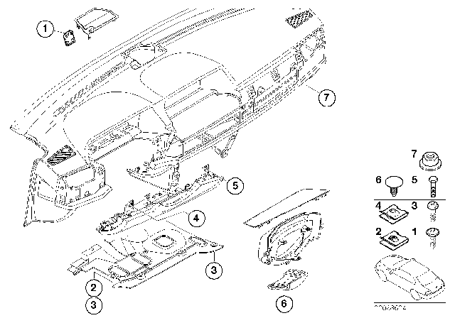 2006 BMW 750Li Mounting Parts, Instrument Panel Diagram 2